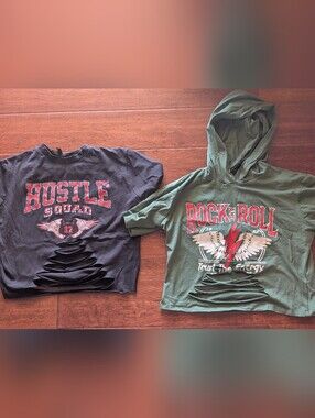 Women’s Green Rock & Roll Graphic Cropped Hoodie - Unbranded
